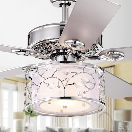 Warehouse Of Tiffany CFL-8403REMO-CH 52 in. Swerl 1-Light Lighted Ceiling Fan with Multi-Layered Shade, Chrome CFL-8403REMO/CH